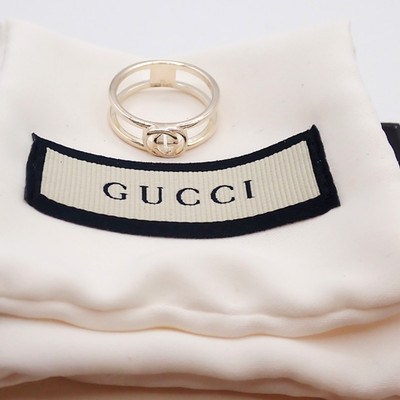GUCCI Interlocking G Logo Ring Silber 925 Größe JP14 US7 Italy Accessoire 60KC874