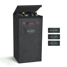 Recycle Bin for Kitchen - Indoor Recycling Bin with Lid (Grey, 13 Gallon)