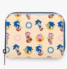 NWT Loungefly Sonic The Hedgehog Amy Rose & Sonic AOP Mini Zipper Wallet