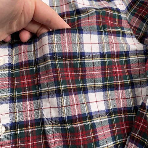 Camicia J Crew uomo media rossa verde blu a quadri Oxford abbottonata slim fit cotone - Foto 3 di 10