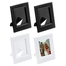 2 x 3 Picture Frame, 4 Pcs Mini Plastic Photo Frame, White/Black