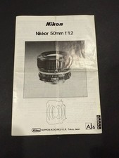 Nikon Nikkor 50mm f/1.2 Instructions