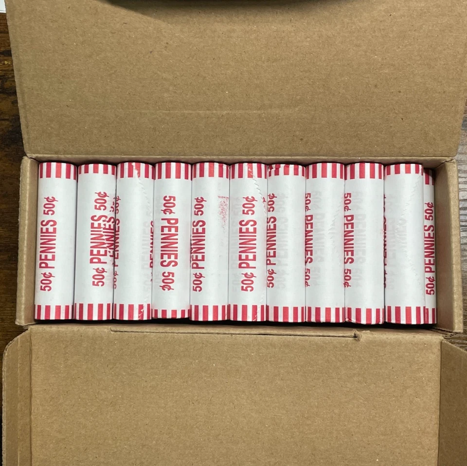 $25 Bank Box of 2,500 Pennies ~ 50 SEALED ROLLS ~ Find Wheats, Copper and Errors - Image 2 of 4