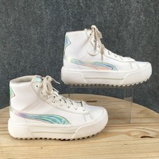 PUMA Kaia Mid Irisistable Platform Sneaker Shoes Youth 6 Leather White 387109-01