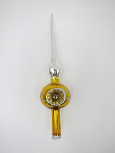 VINTAGE RETRO MCM GOLD SILVER MERCURY GLASS INDENT CHRISTMAS TREE TOPPER AS IS