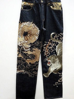 Karakuri Tamashii Denim Jeans Japanese dragon tiger Indigo