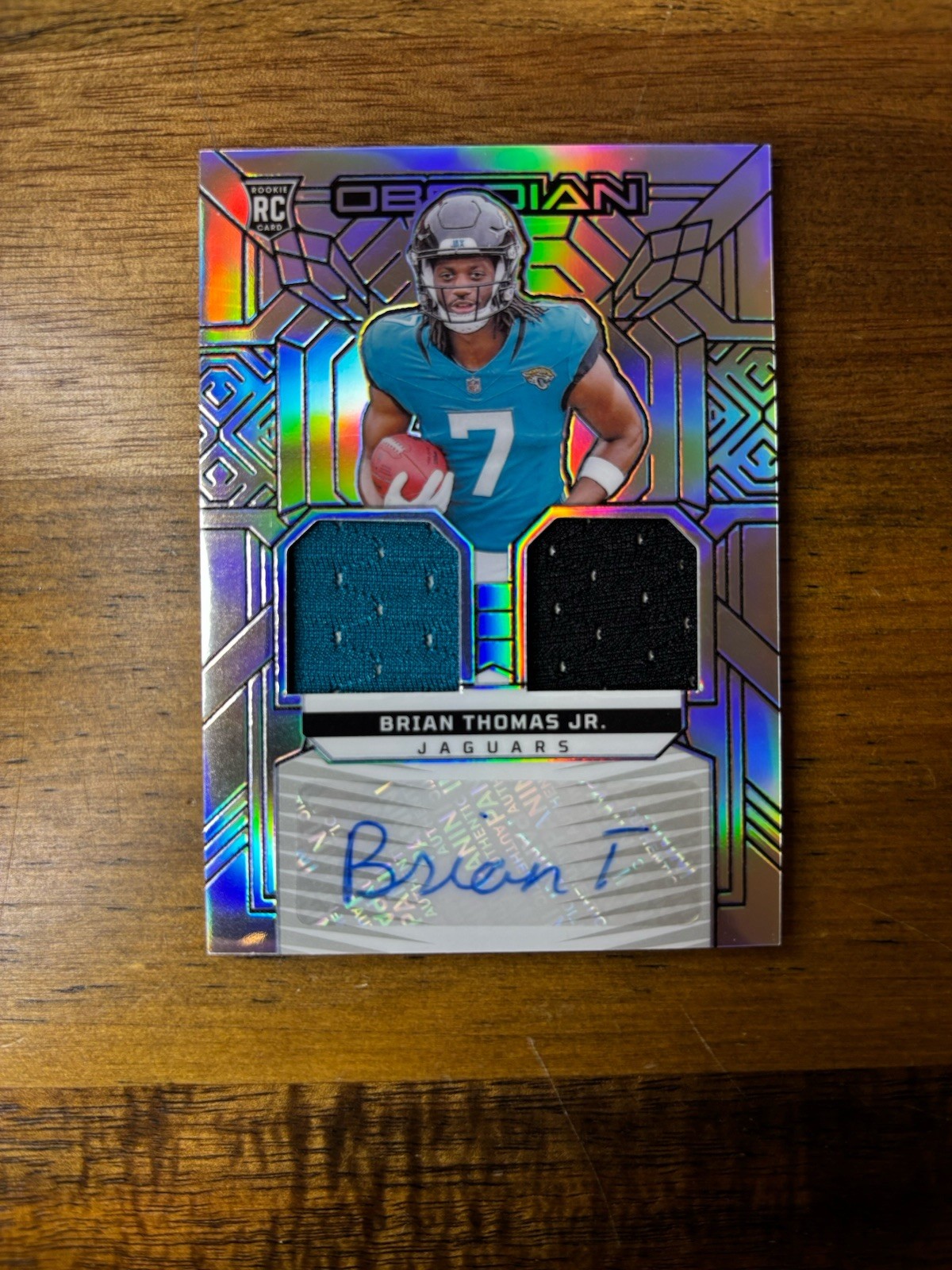 2024 Panini Obsidian Brian Thomas Jr Rookie Dual Patch Auto /99 - Jaguars RC