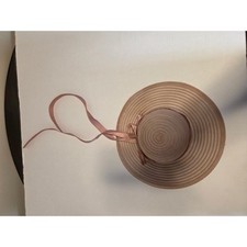 Vintage Style Wide Brim Sun Hat Blush Pink Ribbon Tie Tea Party Garden Wedding