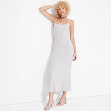NWT Wild Fable Spaghetti Straps Ribbed Maxi Slip Dress Stretchy Gray Women's XL