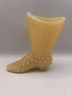 Fenton Art Glass Ivory Hobnail Victorian Boot Shoe