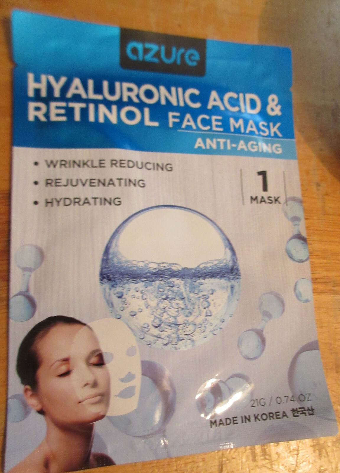 KBeauty AZURE Hyaluronic Acid and Retinol AntiAging Face Mask 1 full sz mask eBay