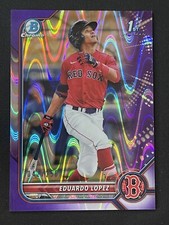 2022 Bowman Chrome Purple RayWave Eduardo Lopez 1st Chrome /250 Boston Red Sox