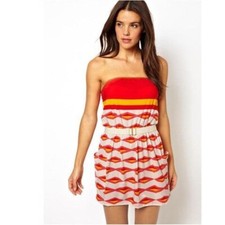 MARC Marc Jacobs SWIMWEAR Beach Hayley Stripe BANDEAU Dress TAPIOCA ( S )