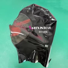 Latex Hood Mask Fetish with Teeth Long Nose Tube Mesh Pinhole Eyes