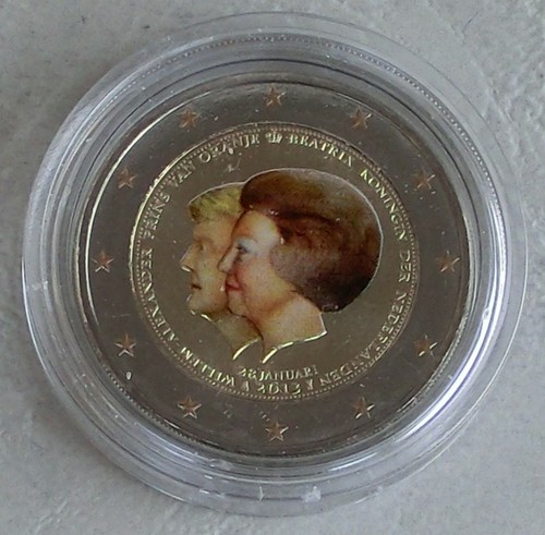 Commemorative coin Netherlands 2013 Throne Change Beatrix Willem IN Color