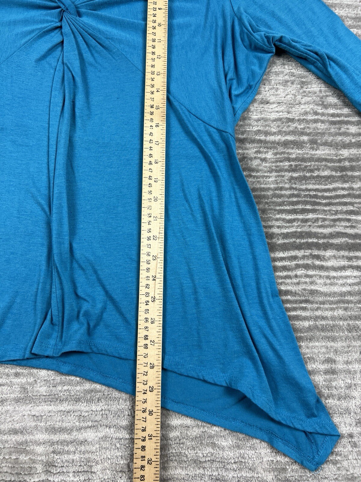 Collections Etc Top Womens 2XL XXL Blue 3/4 Sleeve Made in USA Polyester Blend