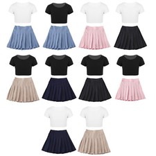 Kinder Mädchen Modern Eiskunstlauf Crop Tops Mit Rock Kurzarm Tanzbekleidung