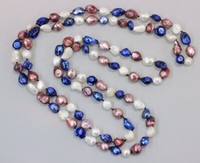 Fresh Water Cultured pearls endless, hand-knotted necklace -Free Ship From USA
