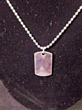 Dog Tag Silver Tone Necklace 19 In. Lightweight