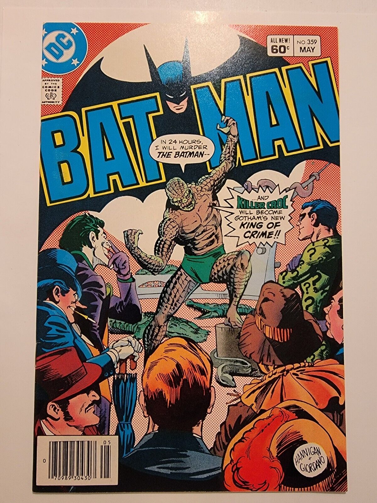 Batman #357 NM- Newsstand 1st Cover App Killer Croc 1983 Dan Jurgens, High Grade