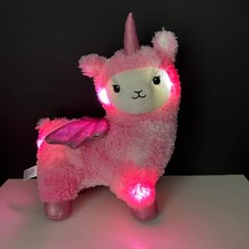 FAO Schwarz Glow Brights - Pink Llamacorn Plush Llama Unicorn - 12" - Lights Up