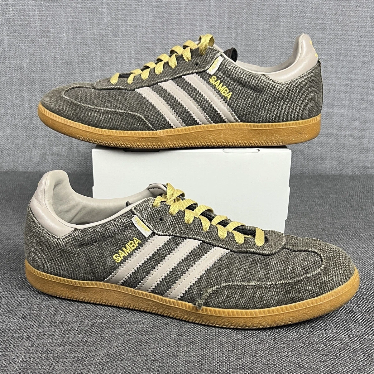 Men s Adidas Hemp Samba Sneakers Olive Gum Soccer Casual Size 10.5
