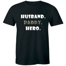 Husband Daddy Hero Men's T-Shirt Father's Day Gift Idea Autism Awareness Dad