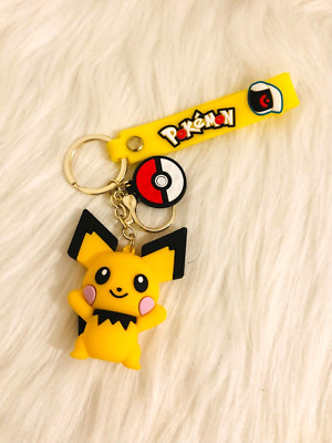 POKEMON PICHU 3D RUBBER MASCOT KEYCHAIN WRIST STRAP YELLOW CUTE POCKET MONSTERS