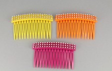 Yellow Orange Pink hair comb plastic side clip comb french twist set of 3