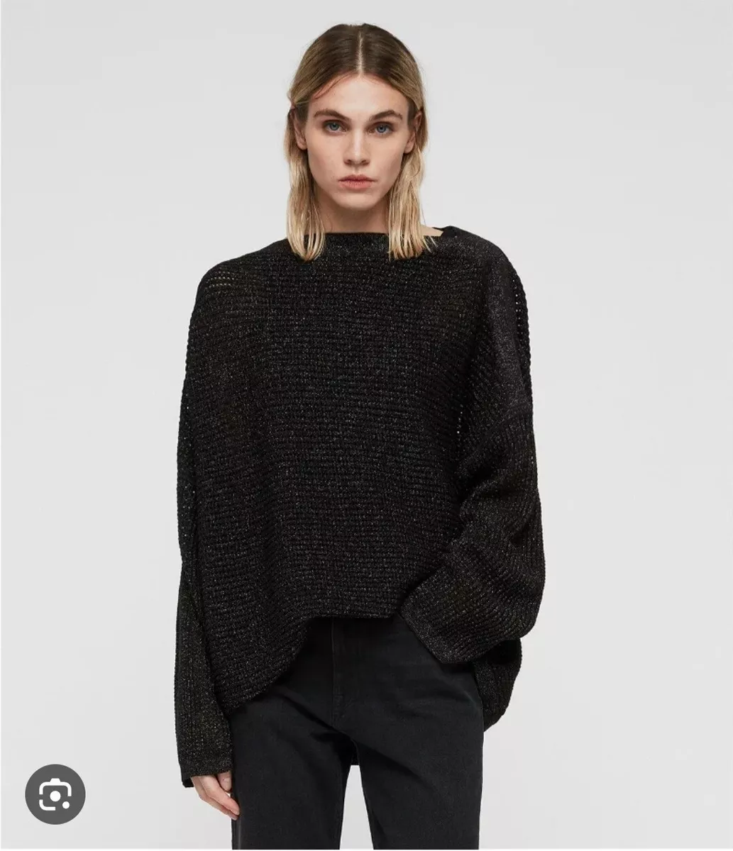 NEW All Saints Marcel Metallic Jumper Black Size XS S