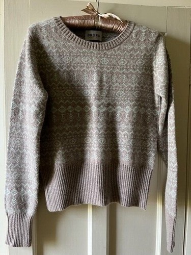 BRORA Cashmere Scandinavian/Fair isle Jumper 'Ash and Glacier' - UK 8. BNWT  | eBay
