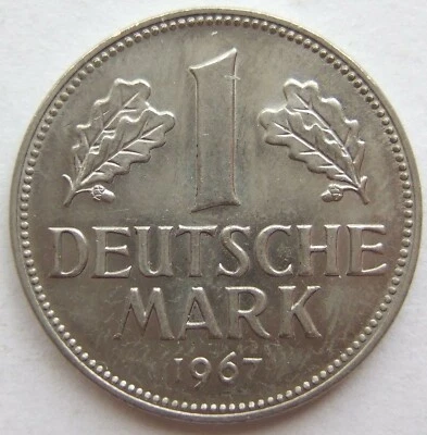 Prachtexemplar Münze Deutschland 1 Deutsche Mark 1967 D in Stempelglanz - Bild 1 von 2