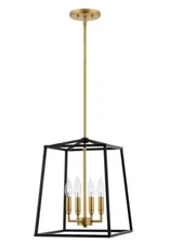 Kira Home Bellevue 15.5” 4 Light Modern Farmhouse Lantern RVY-CP6005-S-BK NIB