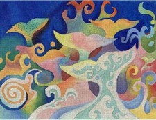 Needlepoint Handpainted Brenda Stofft Whale Dance