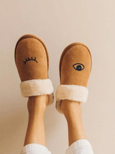 Soludos Cozy Wink Slippers Suede Faux Fur Tan NWOB Size 7