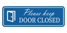 Standard Please Keep Door Closed Sign Blue - Large