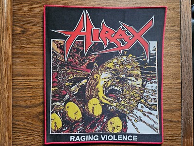 HIRAX, RAGING VIOELNCE, SEW ON RED BORDER WOVEN LARGE BACK PATCH