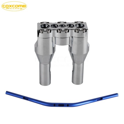 1-1/8" Blue Handlebar w/ 6" + 1" Handlebar Riser Kit For Harley Sportster XL1200 - Picture 9 of 13