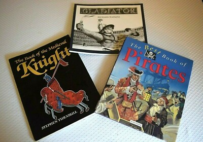 3 Book Lot -The Medieval Knight, Gladiators, Pirates - Education History School