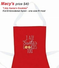 C&F "I Ate Santa's Cookies"  Kid Christmas Embroidered Apron - one size fit most