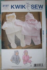 KWIK SEW Vintage 2011 Sewing Pattern 3127 Baby Jacket Pants Hat XS-XL Uncut