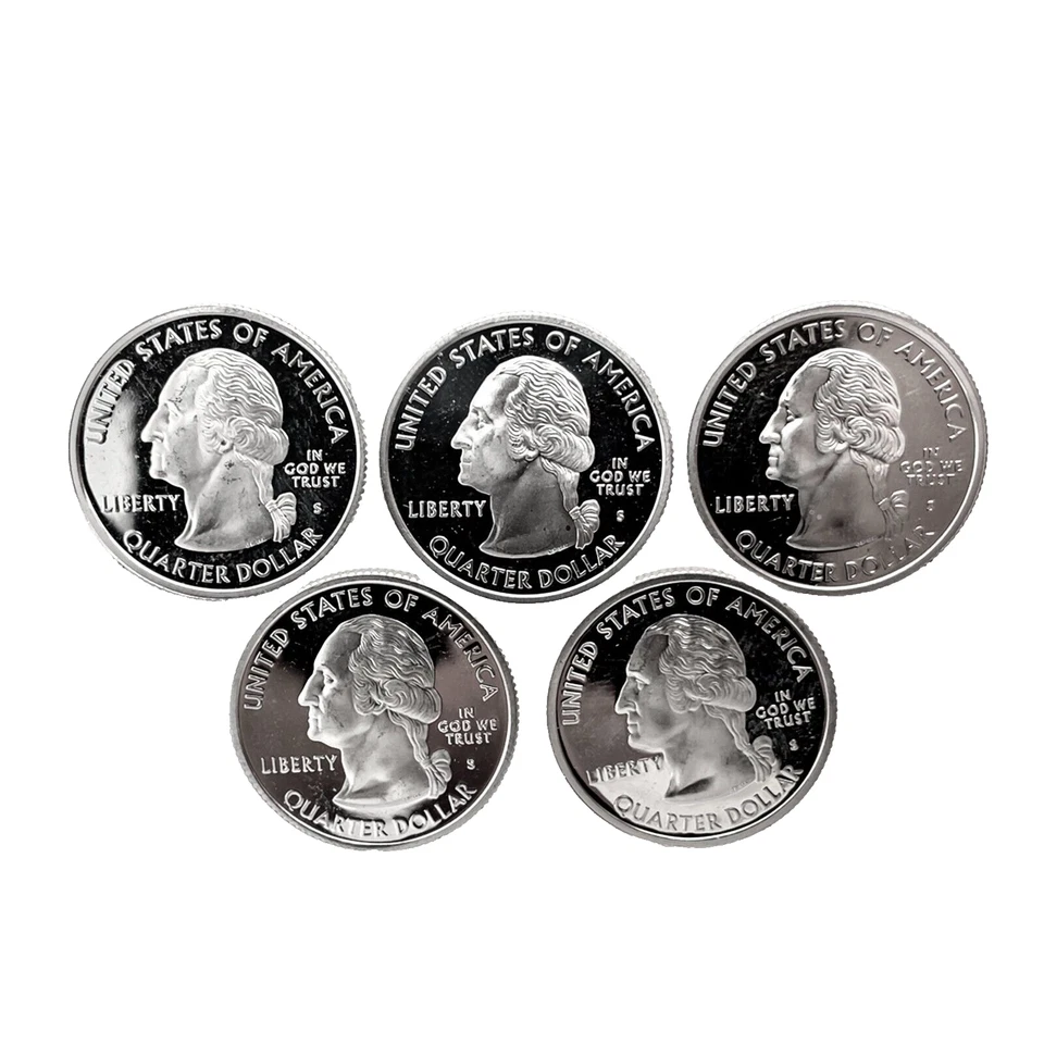 2005 S 5 Coin Year Set 50 States US Quarter 25c Gem Deep Cameo Proof 90% Silver - Image 2 of 4