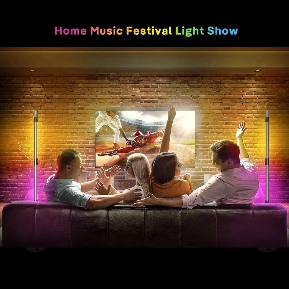 Paquete de 2 lámparas de pie 53" Rgb+IC lámparas de esquina LED inteligentes con sincronización de música colores hágalo usted mismo Foto 2 de 4