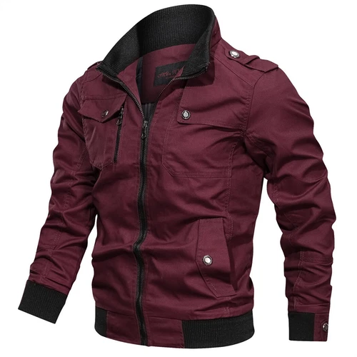 Herren Vintage Bomberjacke Stehkragen Fliegerjacke Pilotenjacke Übergangsjacke~~ - Bild 14 von 17