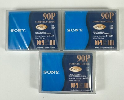 Sony DG90P DDS Cartridge Digital Data Tape 2GB 90m Lot of 3 New