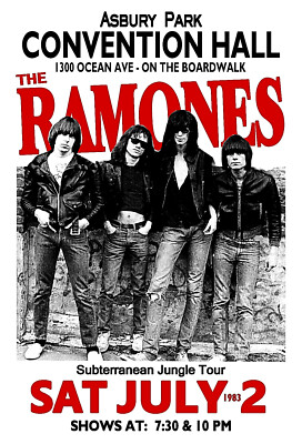 THE RAMONES 1983 Concert Poster ASBURY PARK NJ Convention Hall GIG