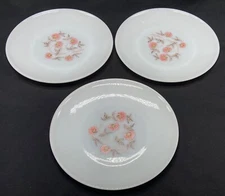 Set of 3 FIRE-KING Fleurette Plates - Anchor Hocking - 9" diameter