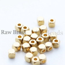 40 Pieces Raw Brass Cute Square Spacer - 4mm 1702C