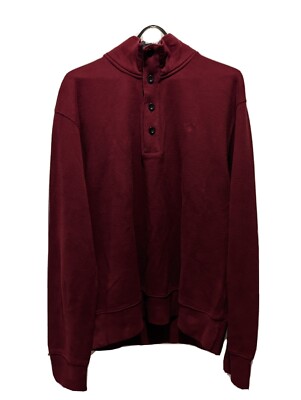 GANT Premium Cotton 1/4 Zip+button Heavyweight Sweater Jacket Maroon Mens 2XL