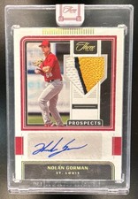 2022 Panini Three and Two Nolan Gorman Prospect Jersey Auto Holo Gold /10